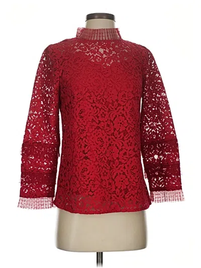 Pre-owned Jcrew 3/4 Sleeve Top Red Mock Neckline Tops