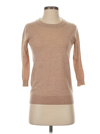 Pre-owned Jcrew 3/4 Sleeve Top Tan Crew Neck Tops In Brown