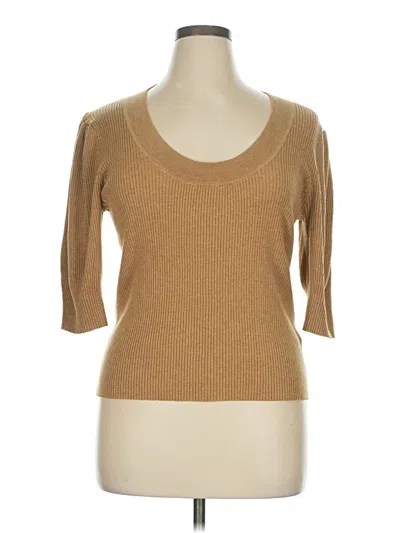 Pre-owned Jcrew 3/4 Sleeve Top Tan Scoop Neck Tops In Brown