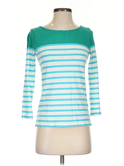 Pre-owned Jcrew 3/4 Sleeve Top Teal Boatneck Tops In Blue