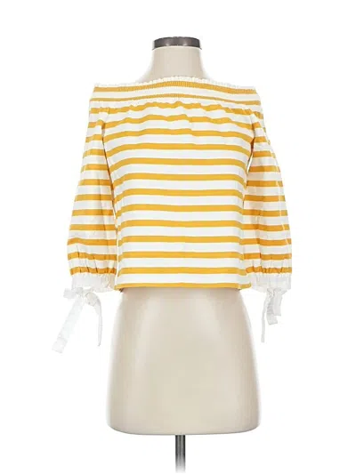 Pre-owned Jcrew 3/4 Sleeve Top Yellow Boatneck Tops