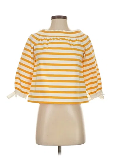 Pre-owned Jcrew 3/4 Sleeve Top Yellow Boatneck Tops