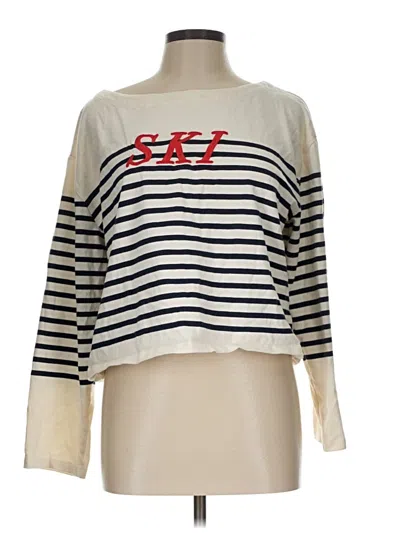 Pre-owned Jcrew 3/4 Sleeve T-shirt In Ivory
