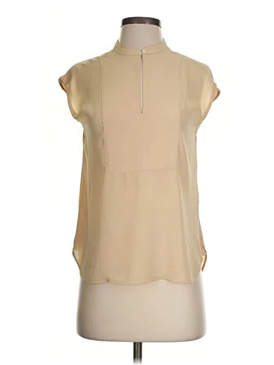 Pre-owned J.crew 365 Short Sleeve Blouse In Tan