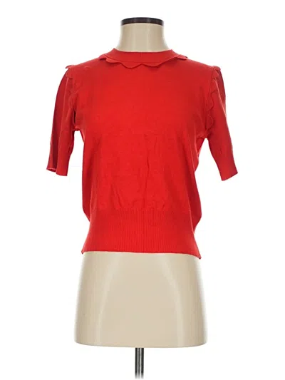 Pre-owned J.crew 365 Short Sleeve Top Red Cold Shoulder Neckline Tops
