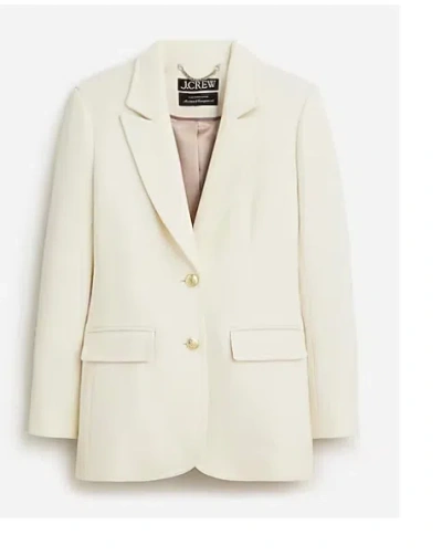 Pre-owned Jcrew J.crew $378 Blazer-jacket Italian Double-cloth Wool Blend Size 8 Bv087 In White