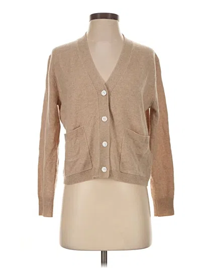 Pre-owned Jcrew Cashmere Cardigan Sweater In Tan