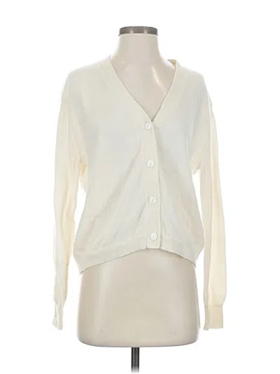 Pre-owned Jcrew Cashmere Cardigan Sweater In White
