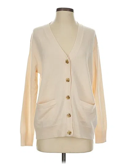 Pre-owned Jcrew Cashmere Cardigan Sweater In White