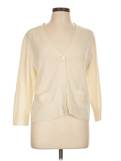 Pre-owned Jcrew Cashmere Cardigan Sweater In White