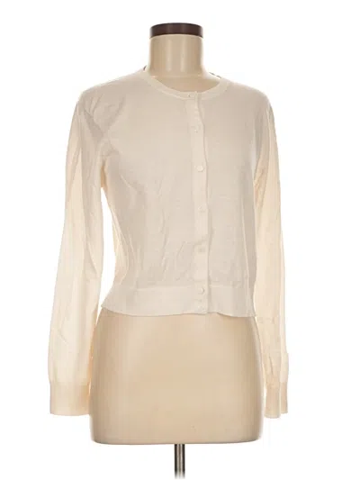 Pre-owned Jcrew Cashmere Cardigan Sweater In White