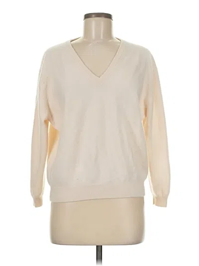 Pre-owned Jcrew Cashmere Pullover Sweater In White