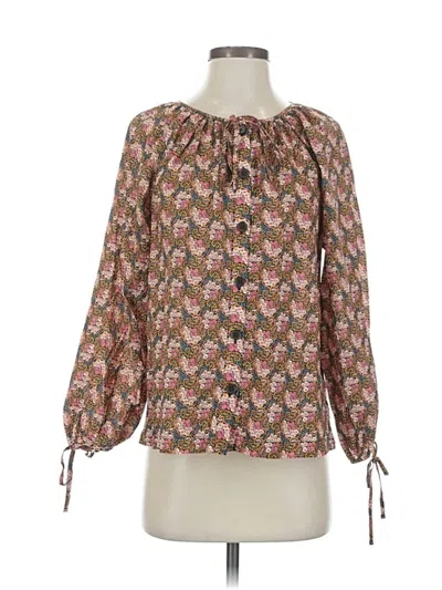 Pre-owned J.crew Collection 3/4 Sleeve Blouse In Brown
