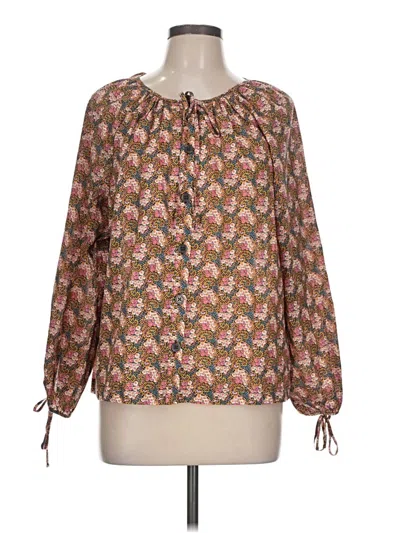 Pre-owned J.crew Collection 3/4 Sleeve Blouse In Brown
