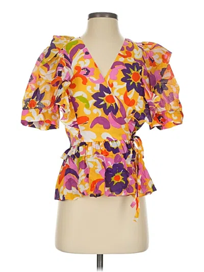 Pre-owned J.crew Collection 3/4 Sleeve Blouse In Orange