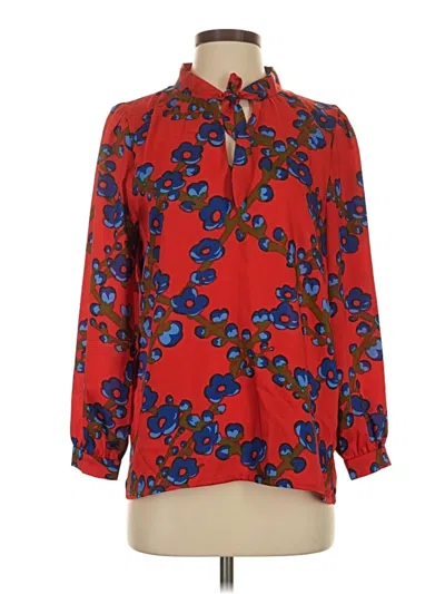 Pre-owned J.crew Collection 3/4 Sleeve Blouse In Red
