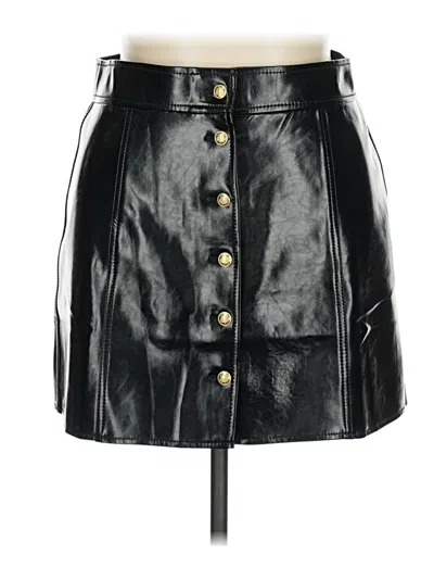 Pre-owned J.crew Collection Faux Leather Skirt In Black