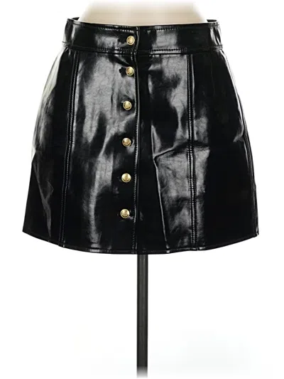 Pre-owned J.crew Collection Faux Leather Skirt In Black