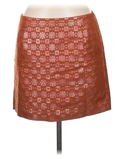 Pre-owned J.crew Collection Faux Leather Skirt In Brown