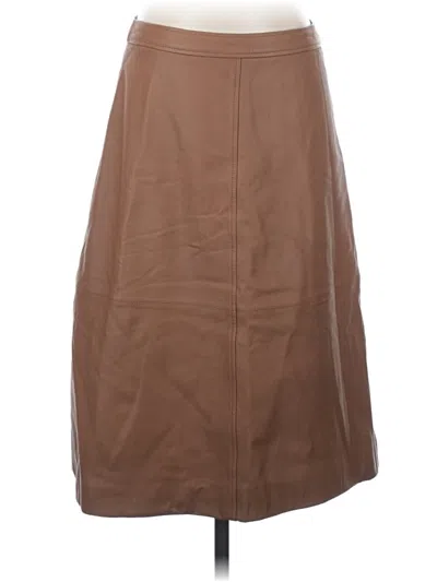 Pre-owned J.crew Collection Faux Leather Skirt In Brown