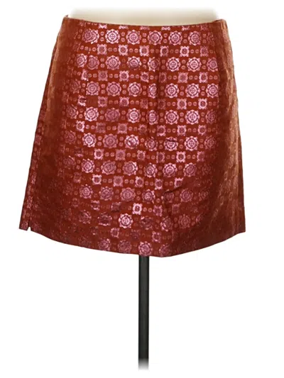 Pre-owned J.crew Collection Faux Leather Skirt In Burgundy