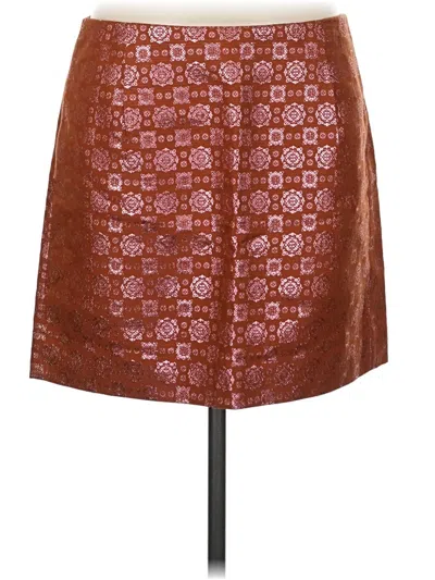 Pre-owned J.crew Collection Faux Leather Skirt In Burgundy