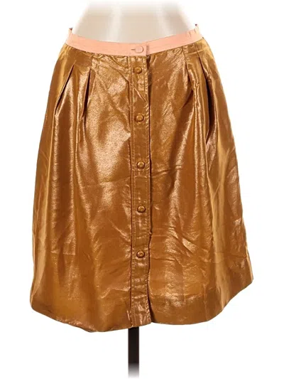 Pre-owned J.crew Collection Faux Leather Skirt In Gold