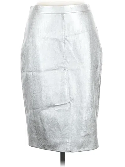 Pre-owned J.crew Collection Leather Skirt In Silver