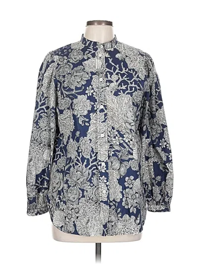 Pre-owned J.crew Collection Long Sleeve Blouse In Blue