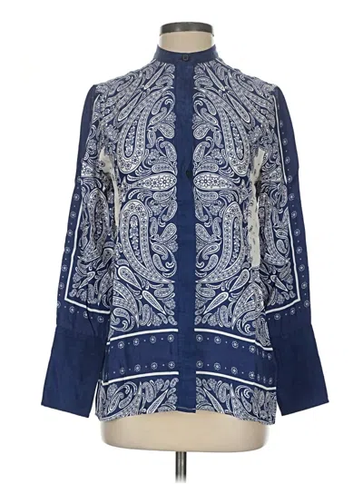 Pre-owned J.crew Collection Long Sleeve Blouse In Blue