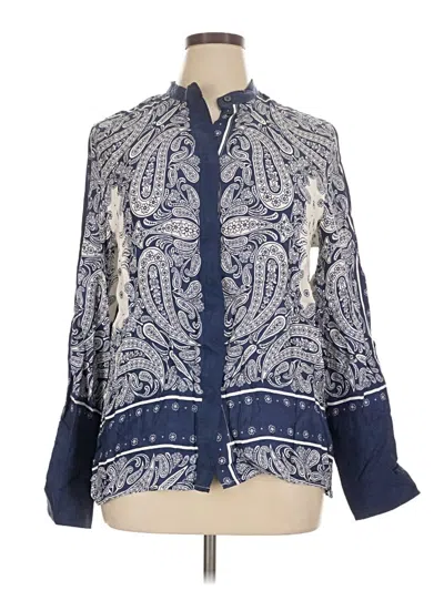 Pre-owned J.crew Collection Long Sleeve Blouse In Blue