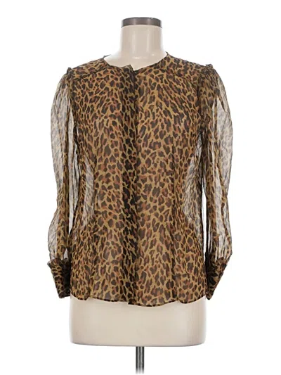 Pre-owned J.crew Collection Long Sleeve Blouse In Brown