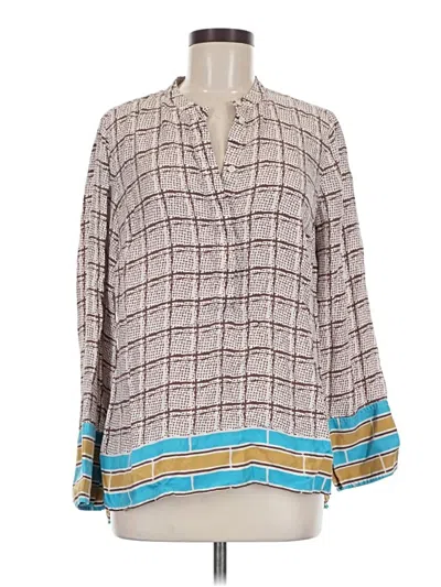 Pre-owned J.crew Collection Long Sleeve Blouse In Brown