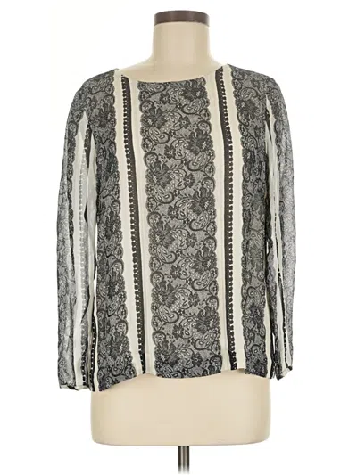 Pre-owned J.crew Collection Long Sleeve Blouse In Gray