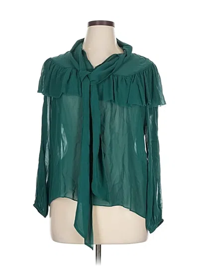 Pre-owned J.crew Collection Long Sleeve Blouse In Green