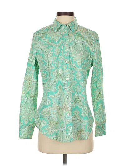 Pre-owned J.crew Collection Long Sleeve Blouse In Green