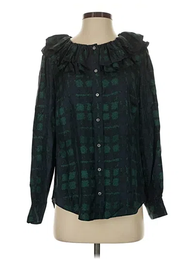 Pre-owned J.crew Collection Long Sleeve Blouse In Green