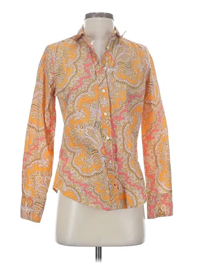 Pre-owned J.crew Collection Long Sleeve Blouse In Orange