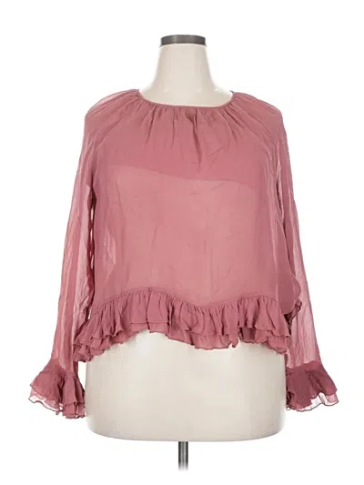 Pre-owned J.crew Collection Long Sleeve Blouse In Pink