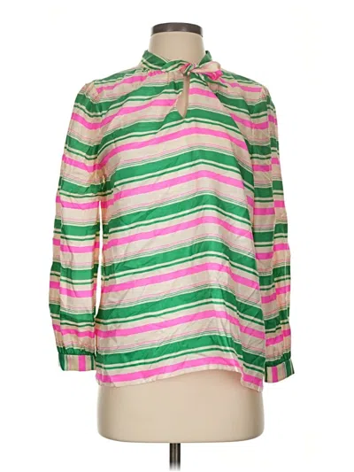 Pre-owned J.crew Collection Long Sleeve Blouse In Pink