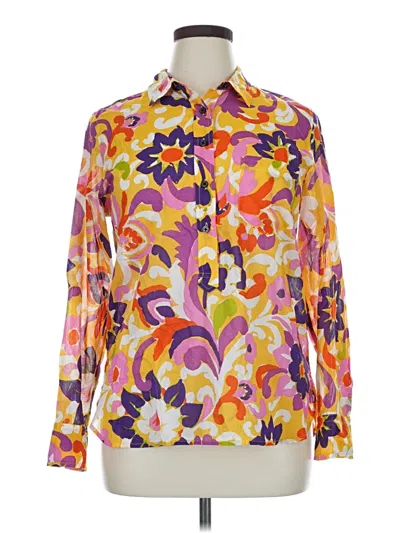 Pre-owned J.crew Collection Long Sleeve Blouse In Purple