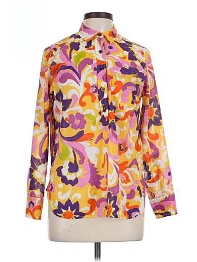 Pre-owned J.crew Collection Long Sleeve Blouse In Purple