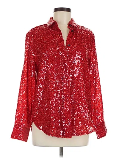 Pre-owned J.crew Collection Long Sleeve Blouse In Red