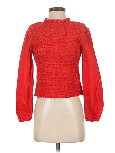 Pre-owned J.crew Collection Long Sleeve Blouse In Red