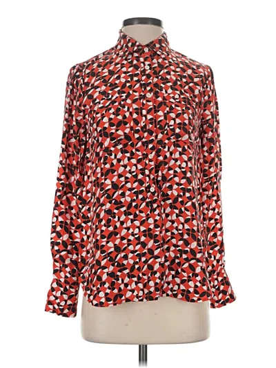 Pre-owned J.crew Collection Long Sleeve Blouse In Red