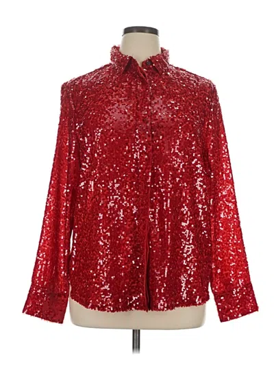 Pre-owned J.crew Collection Long Sleeve Blouse In Red