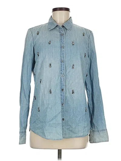 Pre-owned J.crew Collection Long Sleeve Button Down Shirt In Blue