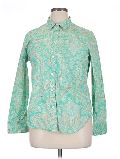Pre-owned J.crew Collection Long Sleeve Button Down Shirt In Green