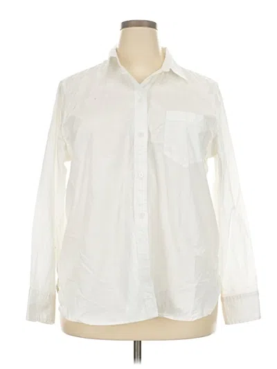 Pre-owned J.crew Collection Long Sleeve Button Down Shirt In White