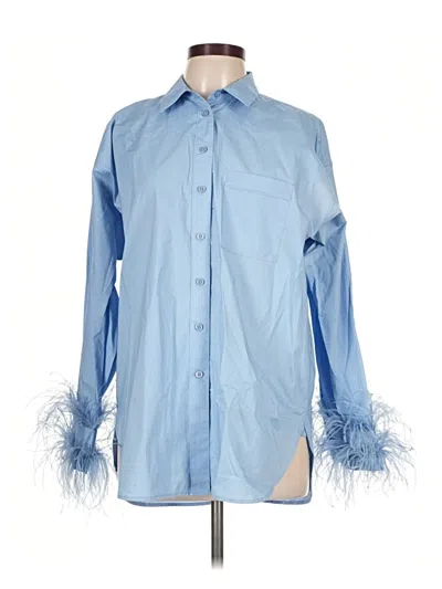Pre-owned J.crew Collection Long Sleeve Polo Shirt In Blue